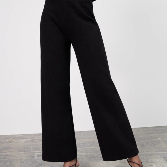 Zara Soft knit semi Sheer pull on wide leg black pants size XL extra large VGUC - Picture 9 of 16